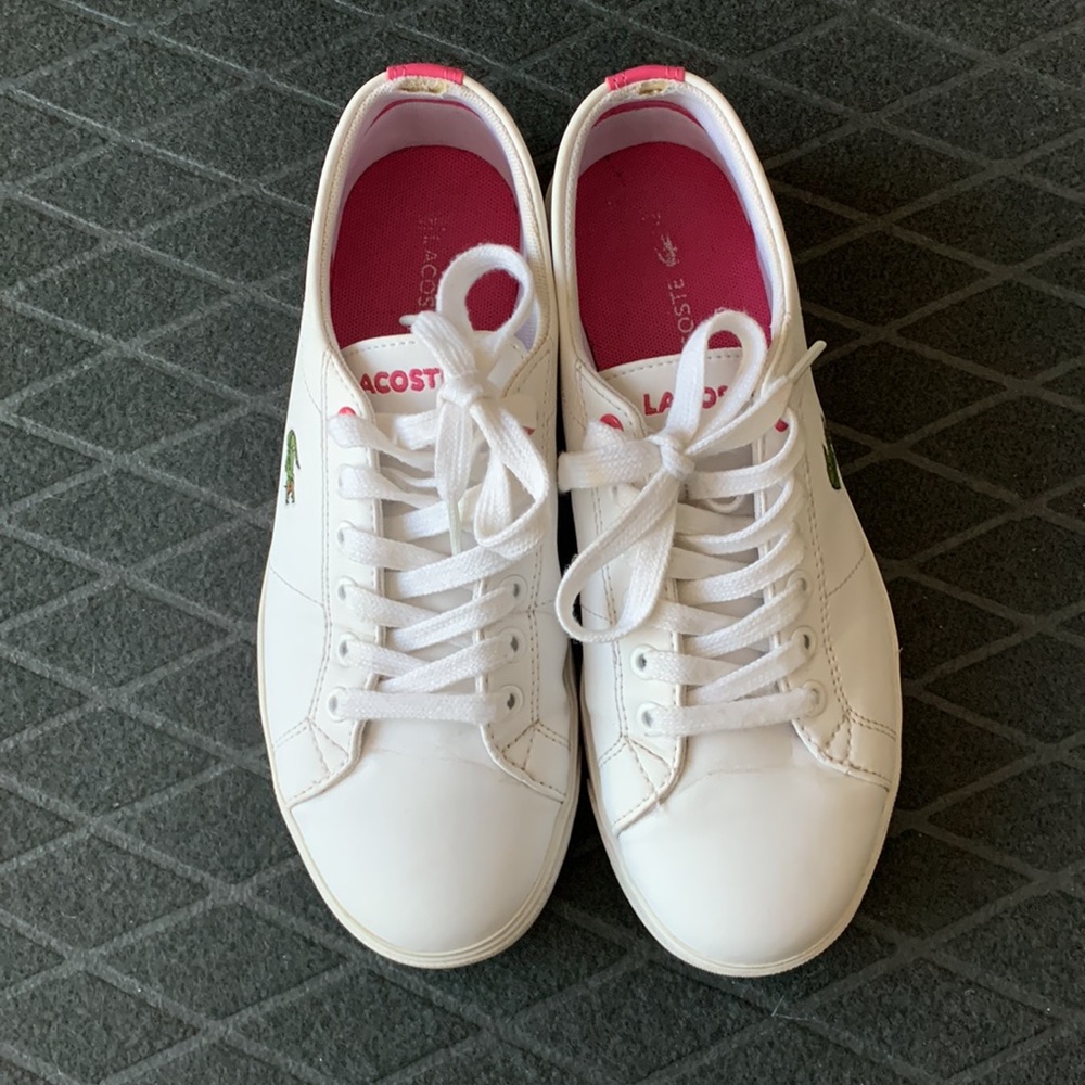 Lacoste White Sneakers with Pink Accent
